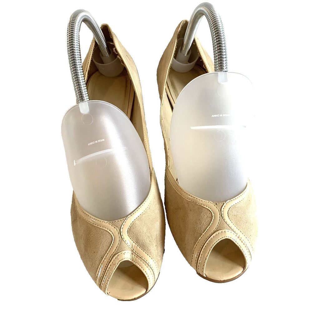 Alex Marie Pump Heels 8.5 Suede Beige Open Toe 2.5" Heel (FLaw)